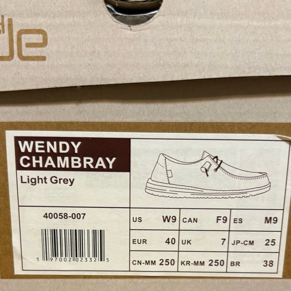 Hey Dude Gray Chambray Women's Loafers - Picture 2 of 7